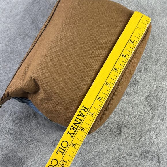 British Bag Company Harris Tweed Wash Bag Dopp Kit Travel Blue Plaid Leather 8x6 - Picture 9 of 15